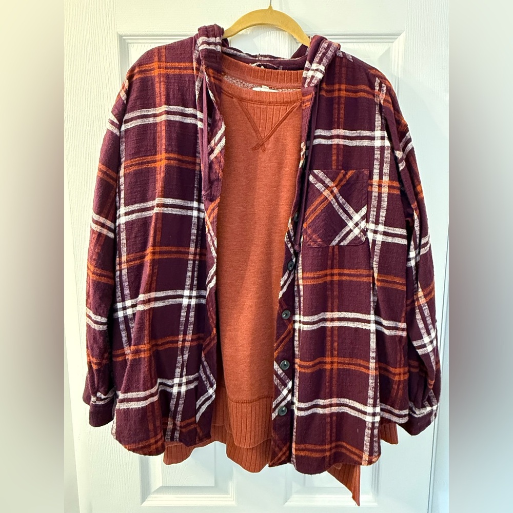 Maurice’s Hooded Flannel with Sweatshirt